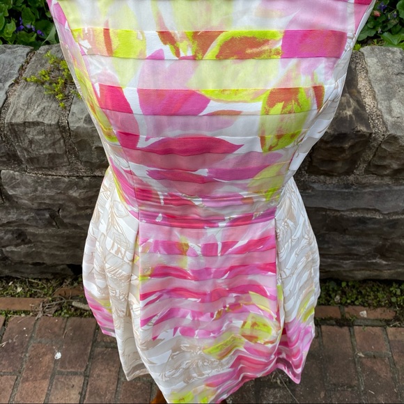 Floral Pink and Green Sleeveless Dress - Picture 5 of 14